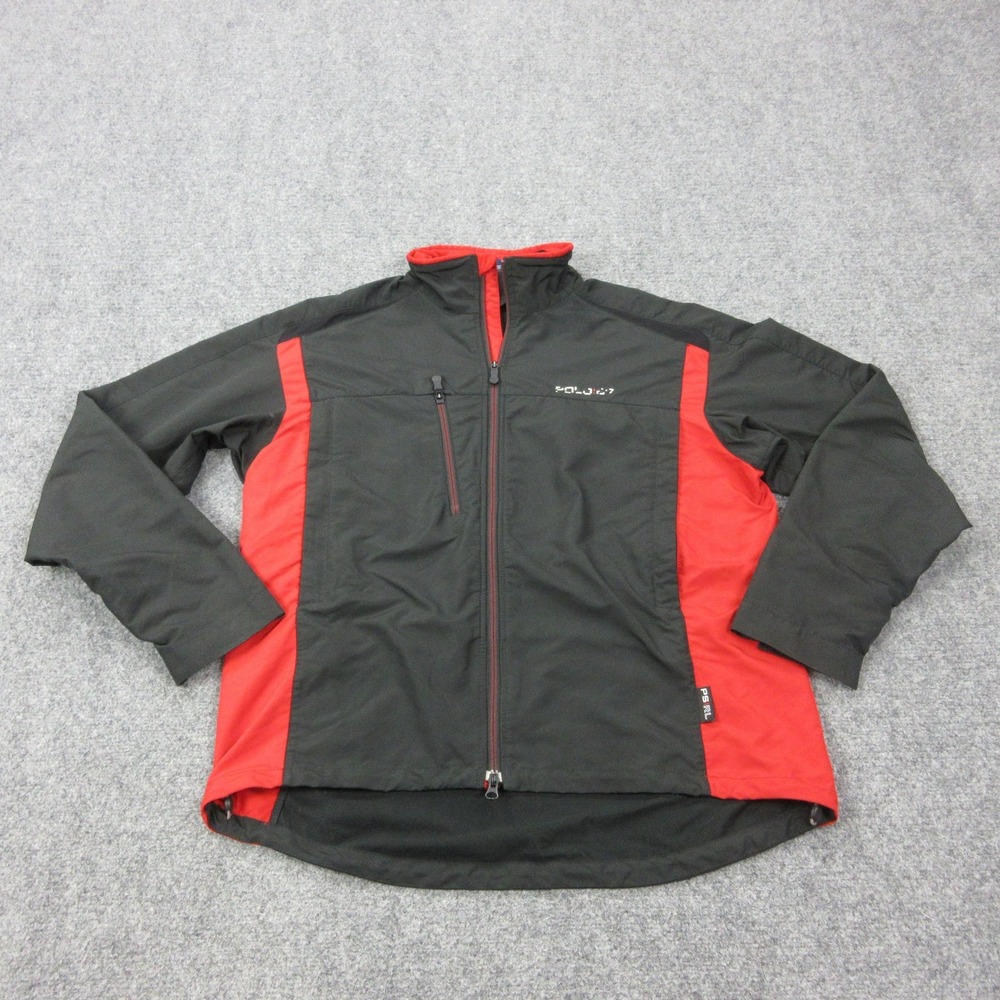 VTG Polo Sport Ralph Lauren Jacket Mens L Black Red Polo 97 Full Zip Windbreaker